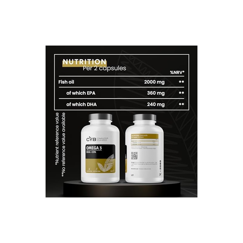 Omega 3 Fish Oil 2000mg Capsules - 240 High Strength