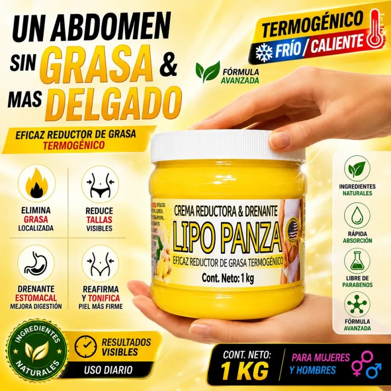 Crema Reductora Temogénico Lipo Panza 1 Kg Jengibre Relingo