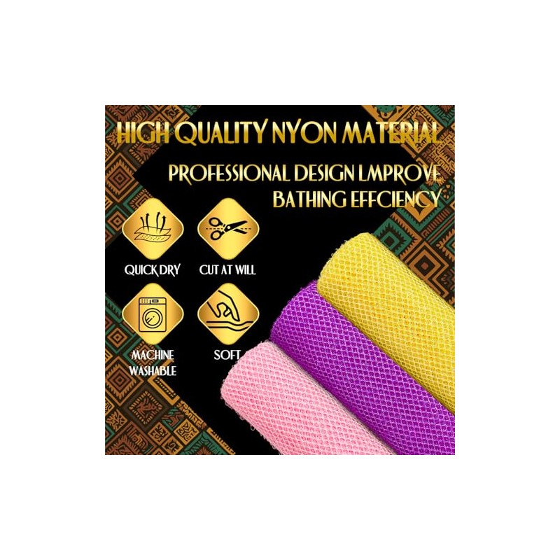 UJFQBH 3 Pieces African Bath Sponge African Net Long Net