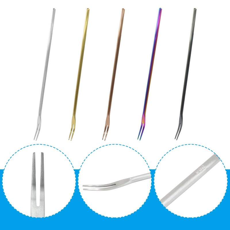 5 PCS Stainless Steel Pickle Fork, 8.66 Inches Long Handle