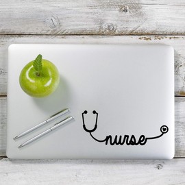 Yoonek Graphics Nurse Stethoscope Decal Sticker for Car Window, Laptop and More. # 1305 (2" x 4.9", Black)