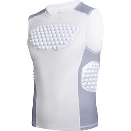 Youper Youth Baseball Padded Chest Protector Shirt, Rib Heart Sternum Guard for Football, Softball & Lacrosse (White/Grey, Small)