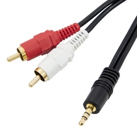 Maxar Audio Cable RCA 2 Pin (Red & White) to 3.5mm Stereo Mini Plug 1.5m for Easy Packing Amplifier, TV, Portable Player and More