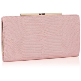 Topkapi LUCIA Italian Leather, Lizard Embossed Wallet, Long Mouth Wallet, pink, (pink gray)
