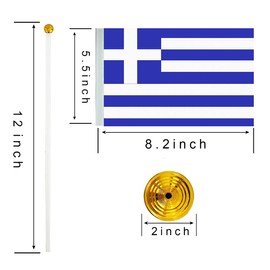 WXTWK 12 Pack Greece Flag Greek Desk Flag Small Mini Greek Table Flags With Stand Base,Home Office Festival Events Celebration Decorations
