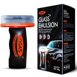 Glass Oil Film Remover for Car Windowshield, Windows & Rearview Mirror - Auto Glass Emulsion Cleaner Kit, Remove Grease, Road Grime, Water Sport, Reduce Glare Improve Visibility for Safe Driving
