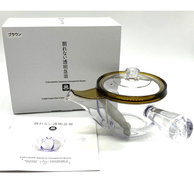 Unbreakable Transparent Teapot, Brown (Noguchi Kumataro Tea Garden Limited Logo)