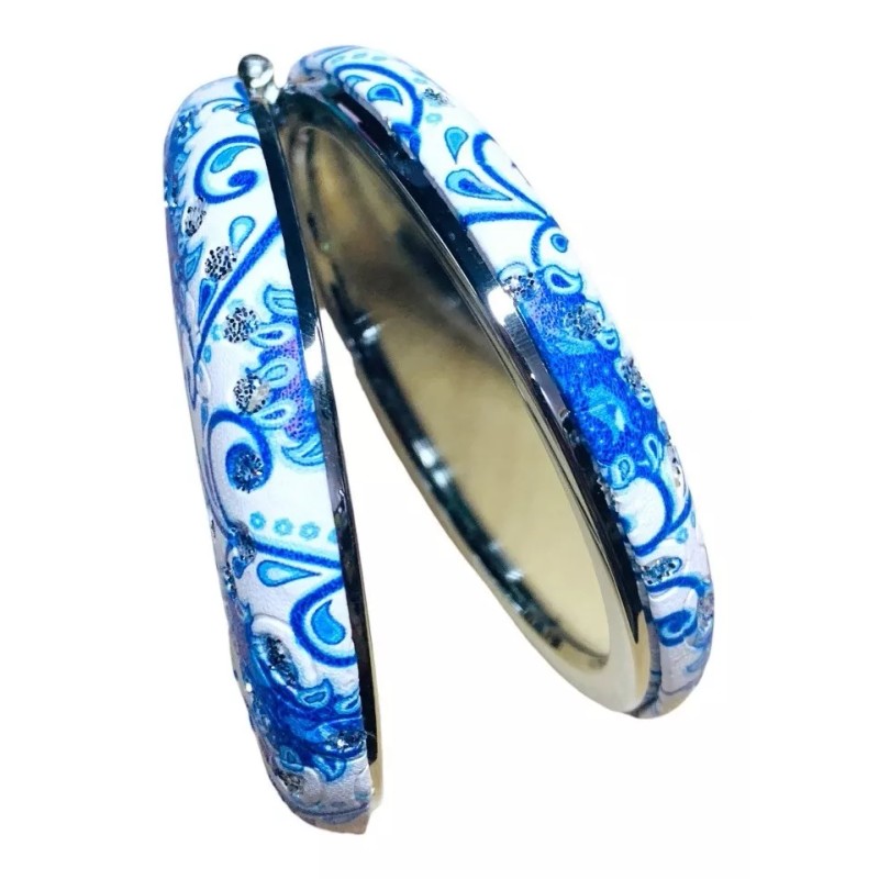 ALFATODO Espejo Bolsillo Maquillaje Mandala Forrado Decoración Piedra