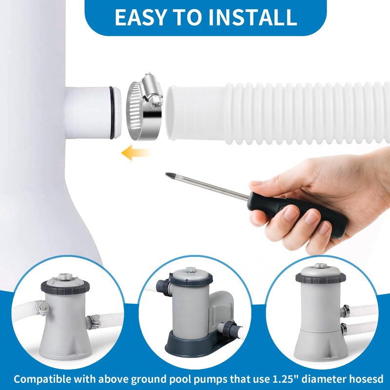 Pool Hose Compatible with Bestway Above Ground Pools, Pool Filter