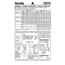Burda B7870 Dress Sewing Pattern 19 x 13 cm