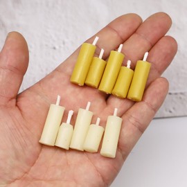 Dollhouse Miniature Candle Set (5pc) - Tiny, Mini, 1/12, Decoration, Decor, Fairy Garden, Rustic, Beesax, Farmhouse, DIY Craft, Art, Project, Diorama (White)