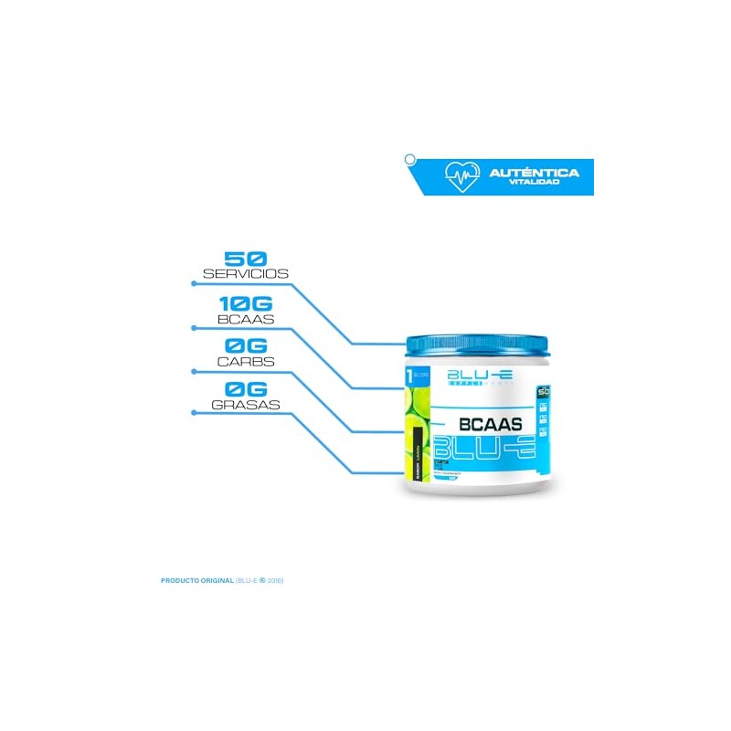 Blu-e Bcaas Aminoácidos 50 Servicios 500 G Sabor Limon