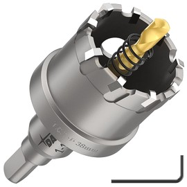DAIMIT Hole Saw for Metal - Tungsten Carbide Tipped 1-1/2" Inch(38mm) Hole Cutter with Pilot Drill Bits for Stainless Steel, Iron, Copper, Brass - Heave Duty Hole Saw for High Precision Cutting