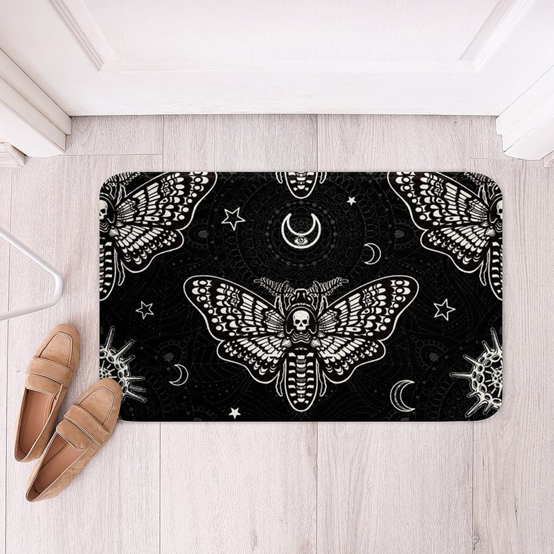 Sunnybed Gothic Bath Mat, Skull Moth Bath Mat, Teens Skeleton