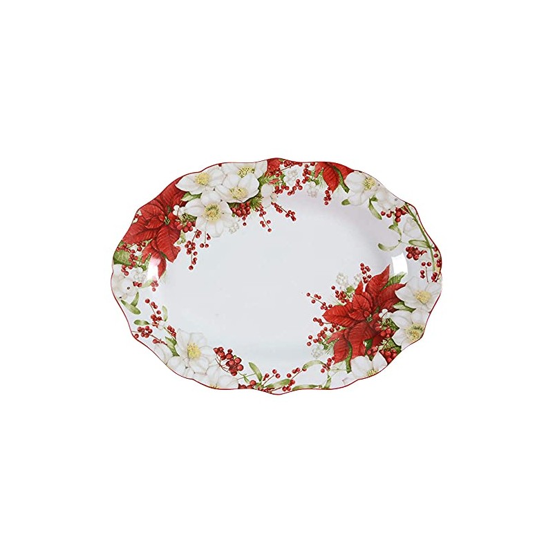 222 Fifth Winter Harmony Oval Serving Platter 14"