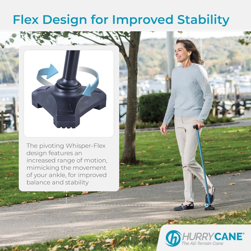 HurryCane HCANE-PG-C2 Freedom Edition Foldable Walking Cane with T Handle,