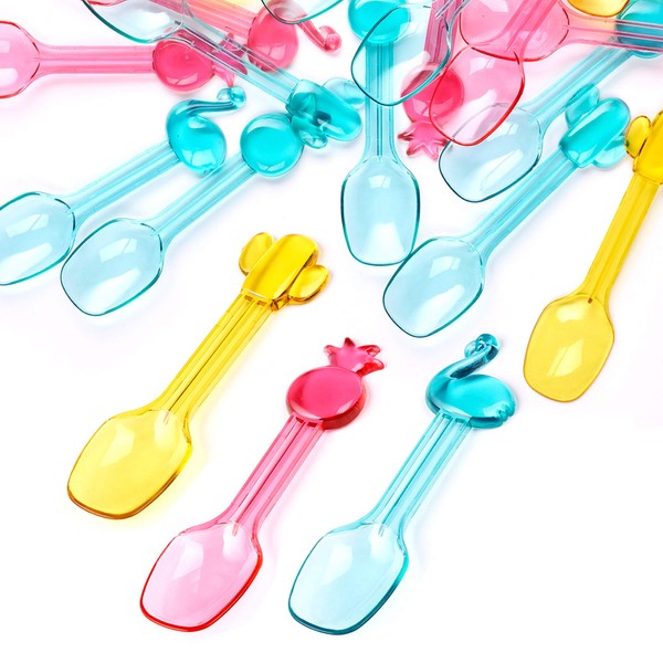 GET FRESH Plastic Mini Ice Cream Spoons – 27pcs Reusable Colorful Small Plastic Gelato Spoons for Kids Daily Use – Coloured Plastic Kids Mini Spoons for Ice Cream and Dessert