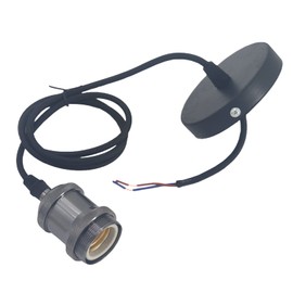 Rextin 2Packs 1.2M E26 /E27 LED Vintage Pendant Light sockets Adjustable Hanging Light Cord Kit Ceramic Lamp Socket for Pendant Lighting Bulb in Kitchen Bedroom,Bars and Restaurants (Pearl Black)