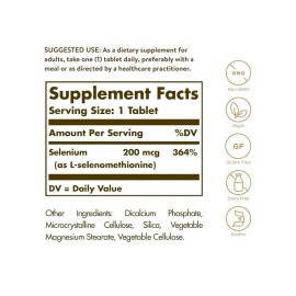 Solgar Yeast-Free Selenium 200 Mcg 250 Tablet