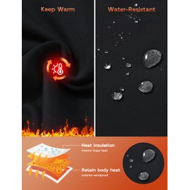 baleaf Women's Fleece Lined Leggings Durable Hiking Water Resistant Lightweight Pants Ski Thermal Warm Winter Pockets Black Size XL