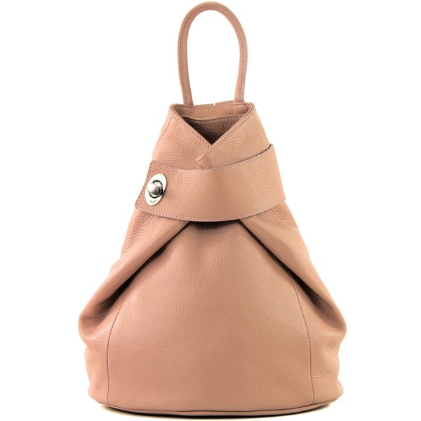 Modamoda de Women's Leather Backpack Bag, Italian, T179 - Beige
