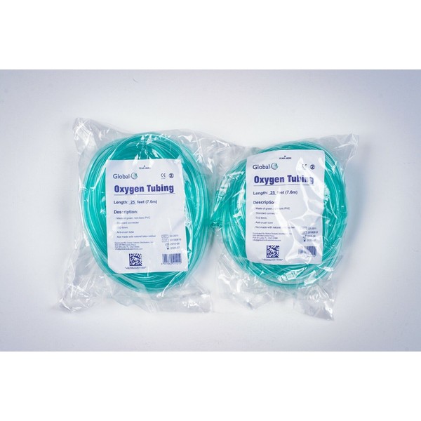 2 - Medical Oxygen Supply Adult 25ft Tubing 25 FOOT  Clear 2025-25 NEW CLEAR