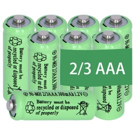 Yibatopow 8 Packs Ni-MH 2/3AAA 1.2v 300 mah Rechargeable Batteries Button Top 3 A,2/3 AAA Battery for Solar Lights,Outdoor Solar Garden Art Light Battery(They are not AAA Size Batteries)