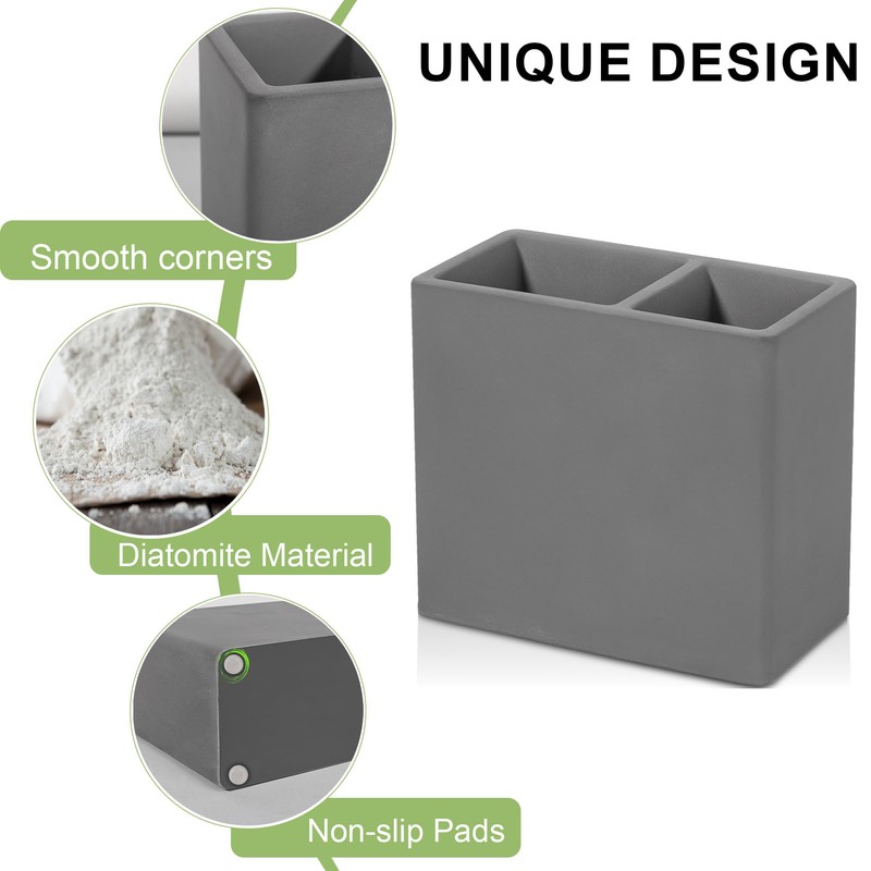 Diatomite Toothbrush Holder 2 Slots Tooth Brush Holder for Bathroom,