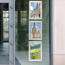 LIAPDG 3Pcs Acrylic Backlit Picture Frames, A3 Landscape Window Hanging Detachable Backlit Picture Frame Backlit LED Frame LED Light Box Advertising Display for Movie Theaters, Promotions