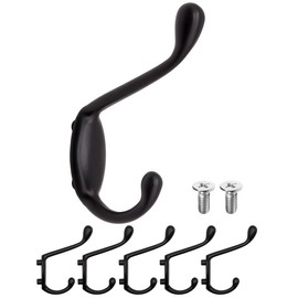 FUXXER® Classic Coat Hooks Coat Hooks Iron Design Vintage Country House Retro Set of 5 Black