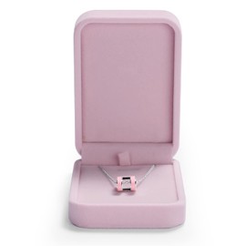 Oirlv Pink Velvet Necklace Box Pendant Gift Box Necklace Display Case for Engagement Wedding Birthday
