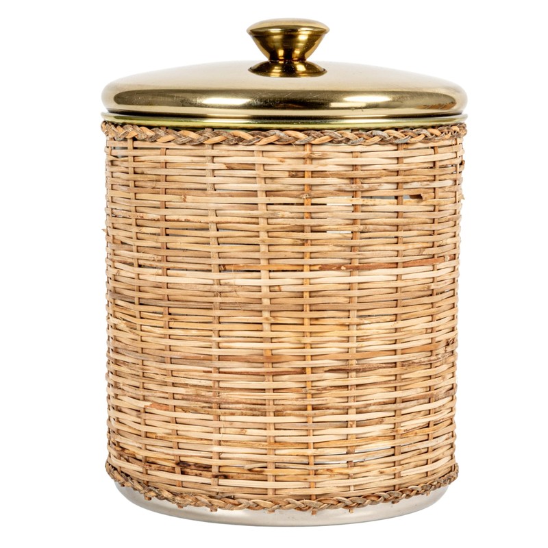 Creative Co-Op Rattan Wrapped Stainless Steel Canisters, Set of 4,