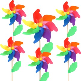LOHAME Pack of 6 Colourful Windmill Garden Windmills Rainbow Windmill Children 56.8 x 23.5 cm Size Wind Wheels PVC Windmill Creative Gifts for Children's Toys Garden Decoration Park Decoration