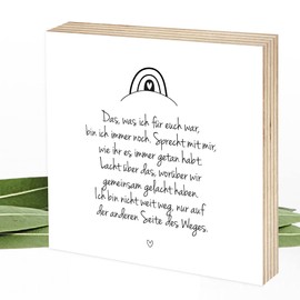 Wunderpixel® Holzbild Das, was ich war - Andenken an Verstorbene - 15x15x2cm zum Hinstellen/Aufhängen, echter Fotodruck mit Spruch auf Holz - Wand-Bild Aufsteller - zur Erinnerung als Trost-spender