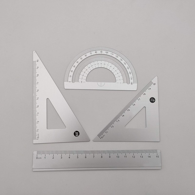 Accod Aluminum Alloy Ruler Set Stainless Steel Scale Ruler Math