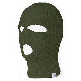 TOP HEADWEAR 3-Hole Ski Face Mask Balaclava, Olive Drab