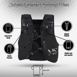 MS Unisex Running Vest With Knee Support – Lightweight, Reflective Hydration Pack with Phone Holder, Adjustable Fit, and Breathable Design for Trail Running, Hiking, and Cycling – Ultimate Comfort