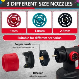 600W Paint Sprayer, Electric Paint Spray Gun with 1000ml Capacity Container, 3 Nozzle Sizes, Easy to Clean, Airless Paint Sprayer for House Painting, Cabinets, Decks, Walls, Doors, DIY Projects, etc.