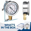 SENCTRL 30inHg Vacuum Pressure Gauge, 2" Dial, 1/4 NPT Lower