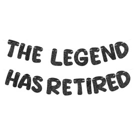 The Legend Has Retired Banner Pre-Strung, NO DIY Glitter Retirement Banner, Retirement Party Decorations, Happy Retirement Supplies for Men Women (Black)