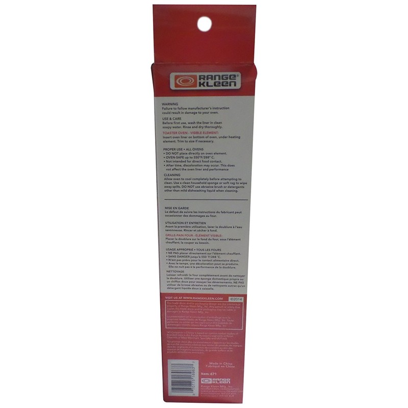 Range Kleen 671 Nonstick Reusable Toaster Oven Liner 11 Inch