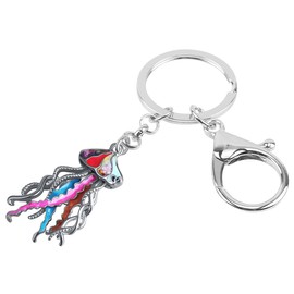 DALANE Enamel Alloy Jellyfish Keychains Car Wallet Key Ring Novelty Jewelry Charms Gifts for Women Girls Kids (Multi)