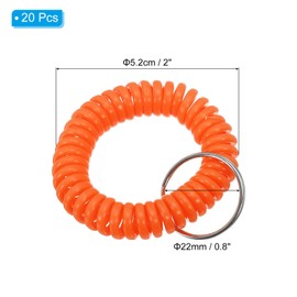 PATIKIL Spiral Wrist Coil Keychain, 20 Pack Plastic Stretchable Wristband Wristlet Key Ring Holder for Outdoor Sport Gym Pool Sauna, Orange