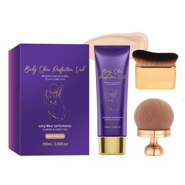 4 Colors Tattoo Cover Up Makeup with 2 Brushes – Full Coverage Concealer for Body, Scar, Vein & Leg, Waterproof & No Transfer, Sunlit Shimmer (warm)