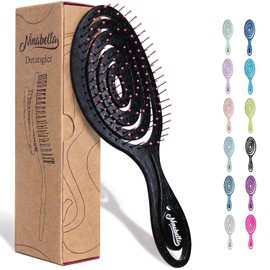 Ninabella Detangling Hair Brush - Gentle Detangler Brush for Curly, Fine, Thick and Long Hair - Hairbrush for Women, Men and Kids - For Wet and Dry Hair - Black and Pink