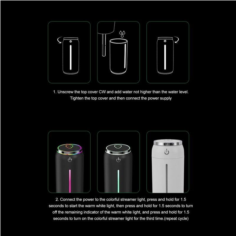 Mini Humidifier Compact Portable USB 7 Colors Light for Office