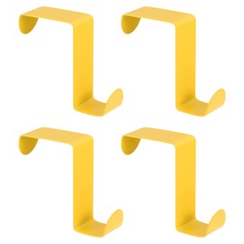 uxcell Over The Door Hooks, 4pcs - Stainless Steel Door Hangers Hooks, S-Shaped Double Hooks for Hanging Clothes, Hats, Towels (Yellow)