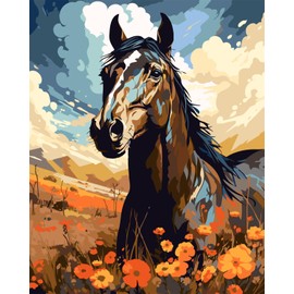 sukoly Paint by Numbers for Adults - Paint by Number Kits for Children Kids Animal,Painting by Numbers for Adults Beginner DIY Canvas Oil Painting Without Frame 16 x 20 Inch (Horse)