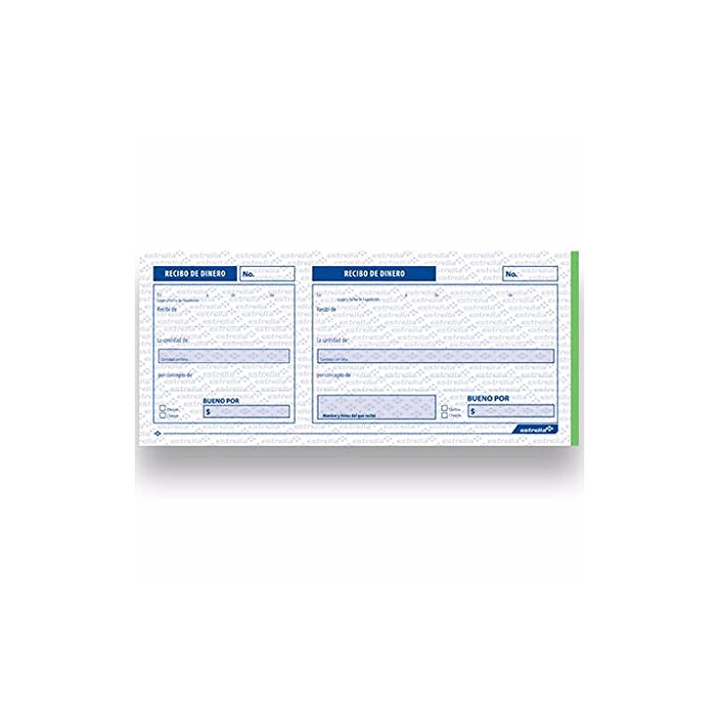 RECIBO DEL DINERO BLOCK CON 50 HOJAS DE 22,5 X