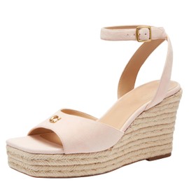 Coach Women's Suede Espadrille Wedge Platform, Blush, 8.5